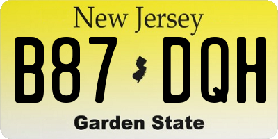 NJ license plate B87DQH