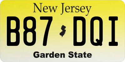 NJ license plate B87DQI