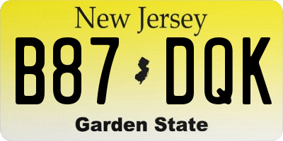 NJ license plate B87DQK