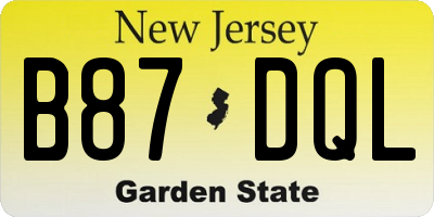 NJ license plate B87DQL