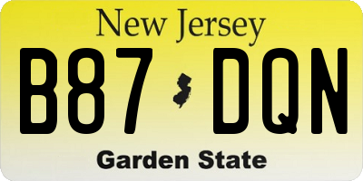NJ license plate B87DQN