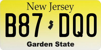 NJ license plate B87DQO