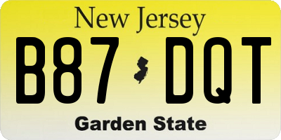 NJ license plate B87DQT