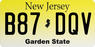 NJ license plate B87DQV