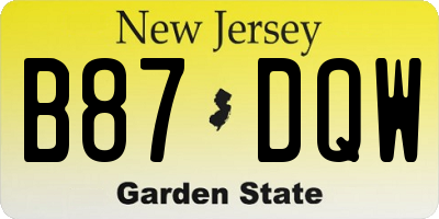 NJ license plate B87DQW