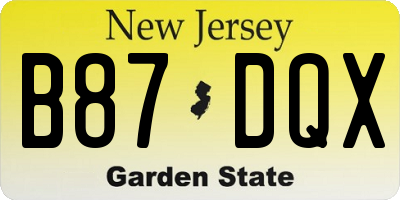 NJ license plate B87DQX