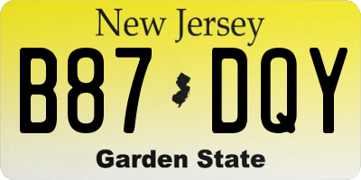 NJ license plate B87DQY