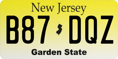 NJ license plate B87DQZ