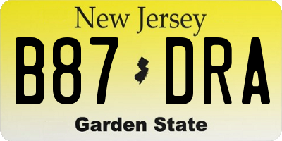 NJ license plate B87DRA