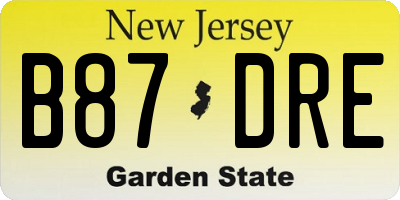 NJ license plate B87DRE