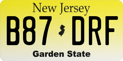 NJ license plate B87DRF
