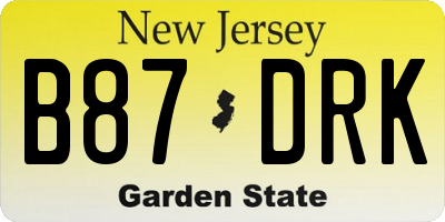 NJ license plate B87DRK
