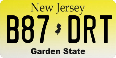 NJ license plate B87DRT