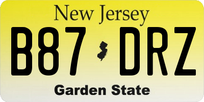 NJ license plate B87DRZ