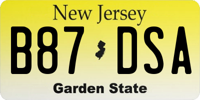 NJ license plate B87DSA