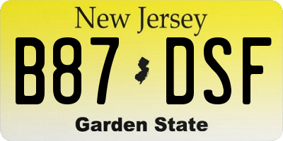 NJ license plate B87DSF