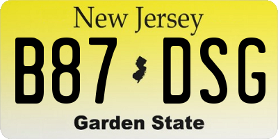 NJ license plate B87DSG