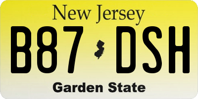 NJ license plate B87DSH