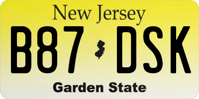 NJ license plate B87DSK