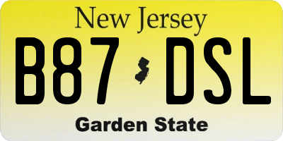 NJ license plate B87DSL