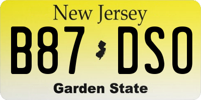NJ license plate B87DSO