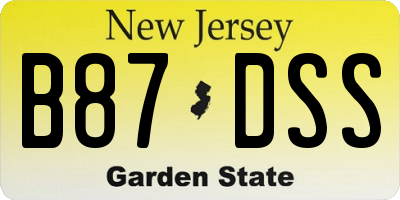 NJ license plate B87DSS