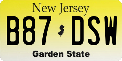 NJ license plate B87DSW