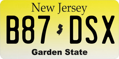 NJ license plate B87DSX