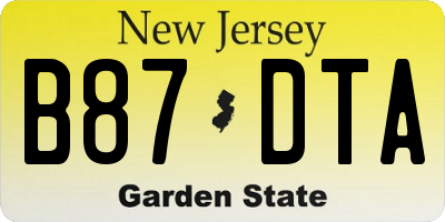 NJ license plate B87DTA