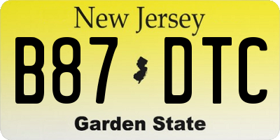 NJ license plate B87DTC