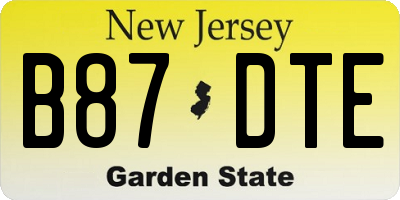 NJ license plate B87DTE