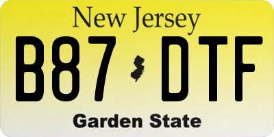 NJ license plate B87DTF
