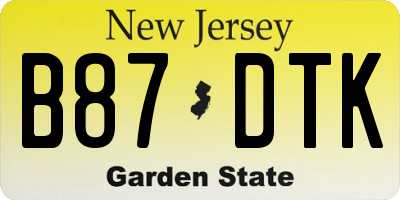 NJ license plate B87DTK