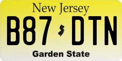 NJ license plate B87DTN