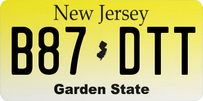 NJ license plate B87DTT