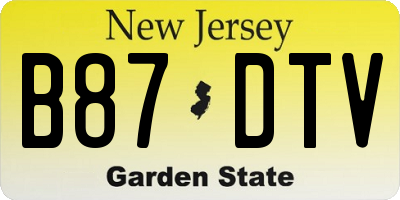 NJ license plate B87DTV