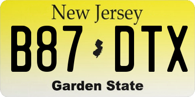 NJ license plate B87DTX