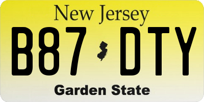 NJ license plate B87DTY