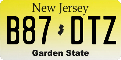 NJ license plate B87DTZ