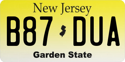 NJ license plate B87DUA