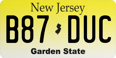 NJ license plate B87DUC