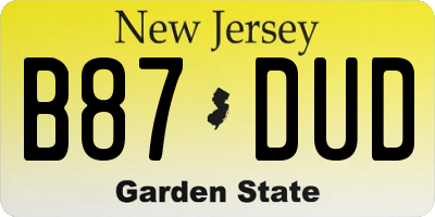 NJ license plate B87DUD