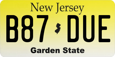 NJ license plate B87DUE