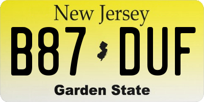 NJ license plate B87DUF