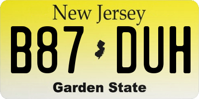 NJ license plate B87DUH
