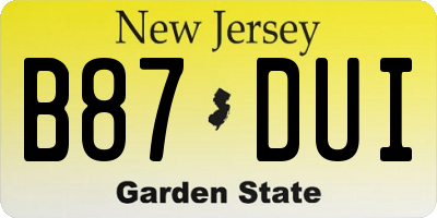 NJ license plate B87DUI