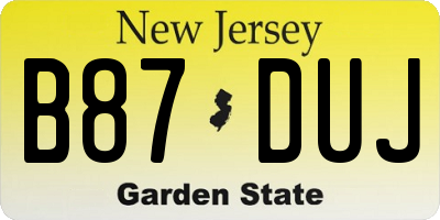 NJ license plate B87DUJ