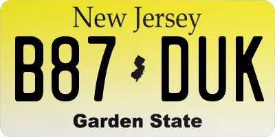 NJ license plate B87DUK