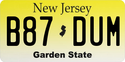 NJ license plate B87DUM