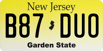 NJ license plate B87DUO